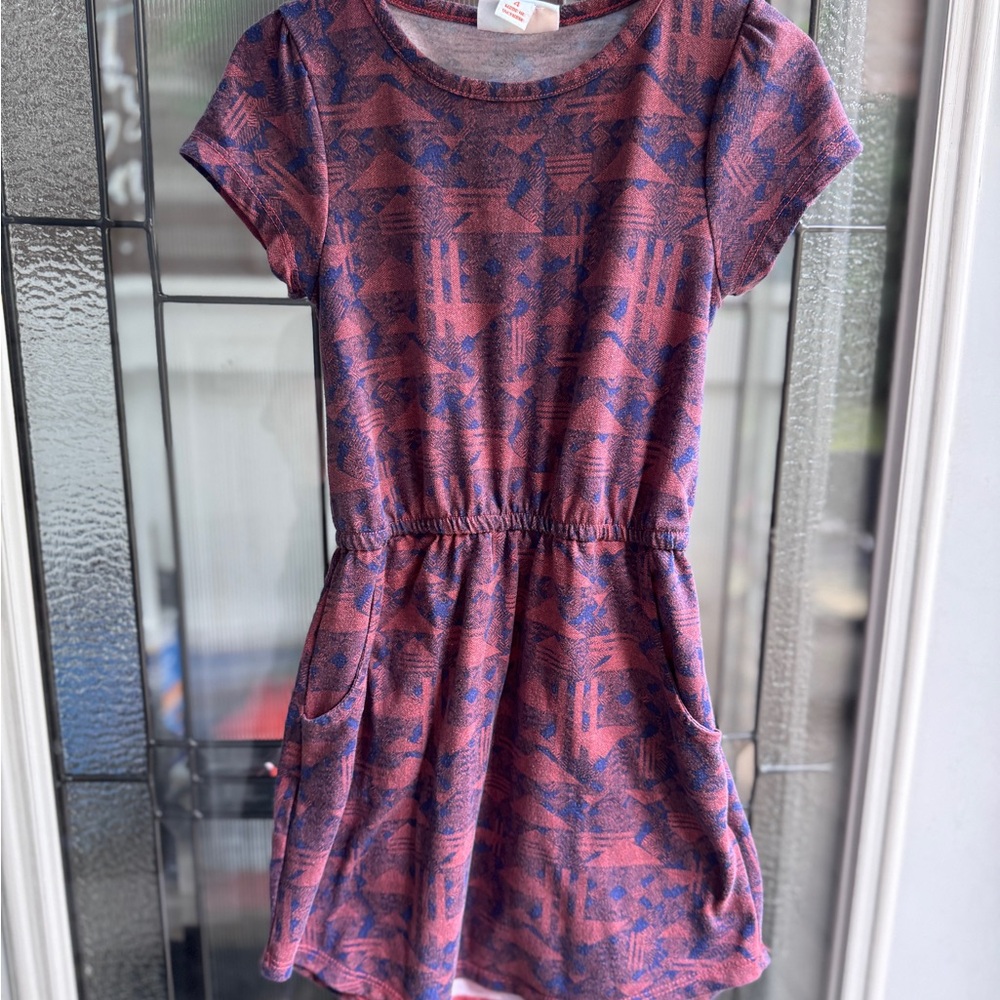 LuLaRoe Pink and Blue Puff Sleeve Sundress